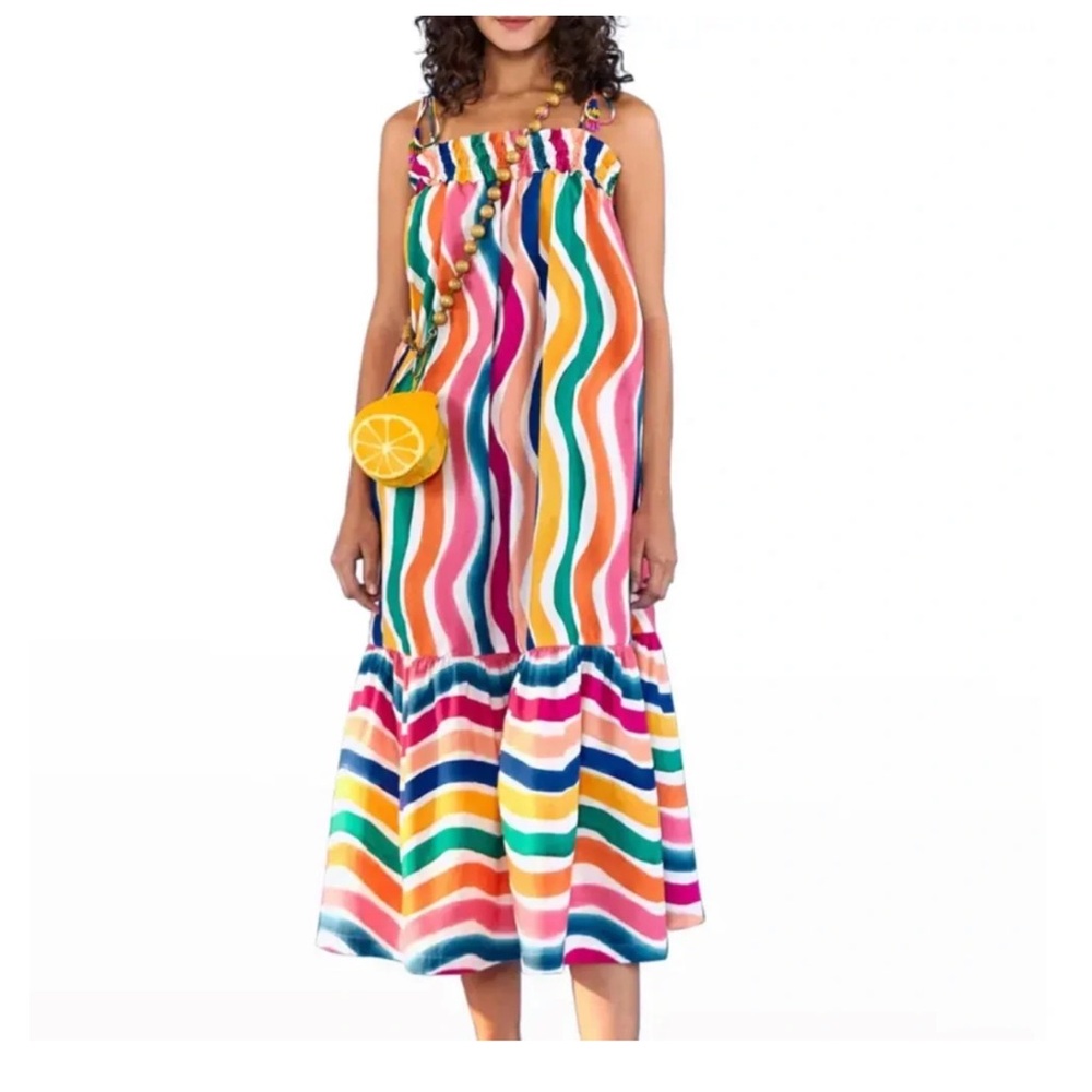 FARM Rio Multicolor Stripe Maxi Dress - Pink, Blue, Green, Orange, Yellow